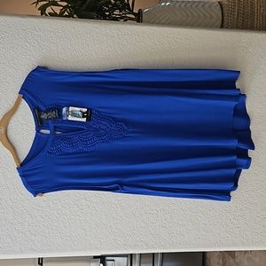 NWT Grace Elements Womens Sleeveless Tunic Top, XXL, Royal Blue